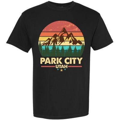Retro Park City Utah Mountain Garment-Dyed Heavyweight T-Shirt
