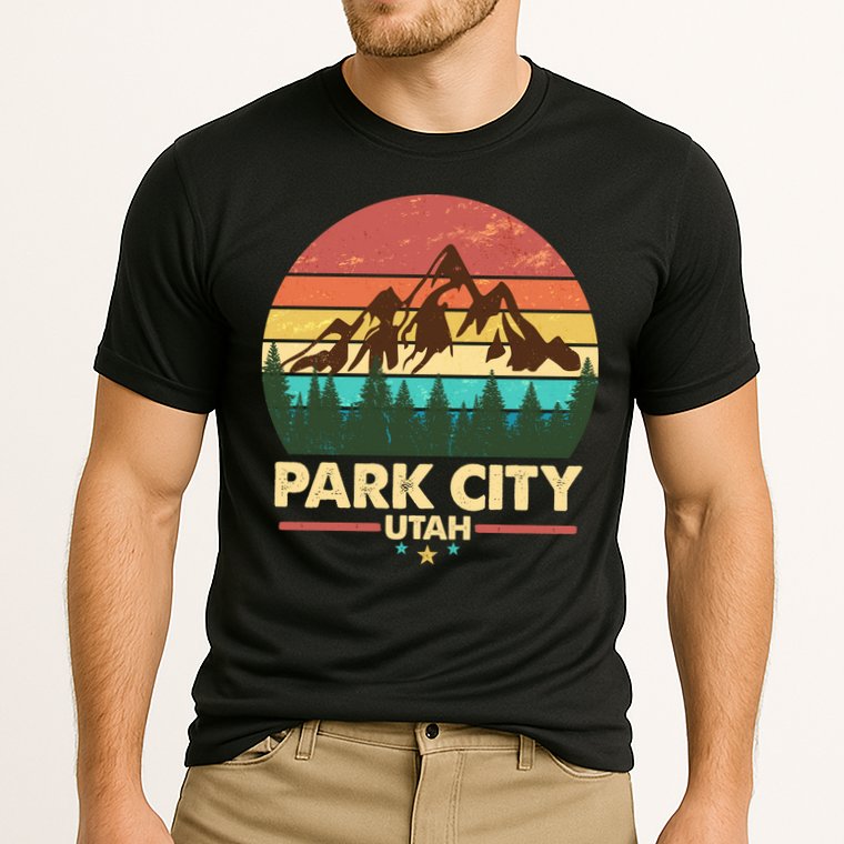 Retro Park City Utah Mountain Cooling Performance Crew T-Shirt