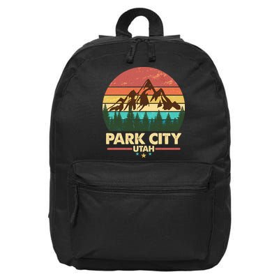 Retro Park City Utah Mountain 16 in Basic Backpack