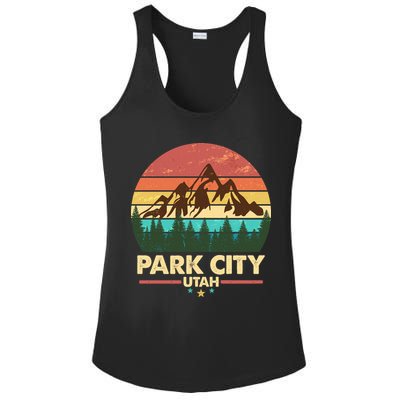 Retro Park City Utah Mountain Ladies PosiCharge Competitor Racerback Tank