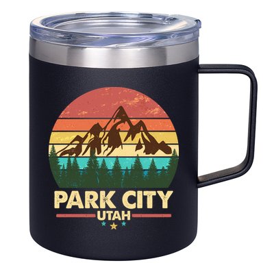 Retro Park City Utah Mountain 12oz Stainless Steel Coffee Mug
