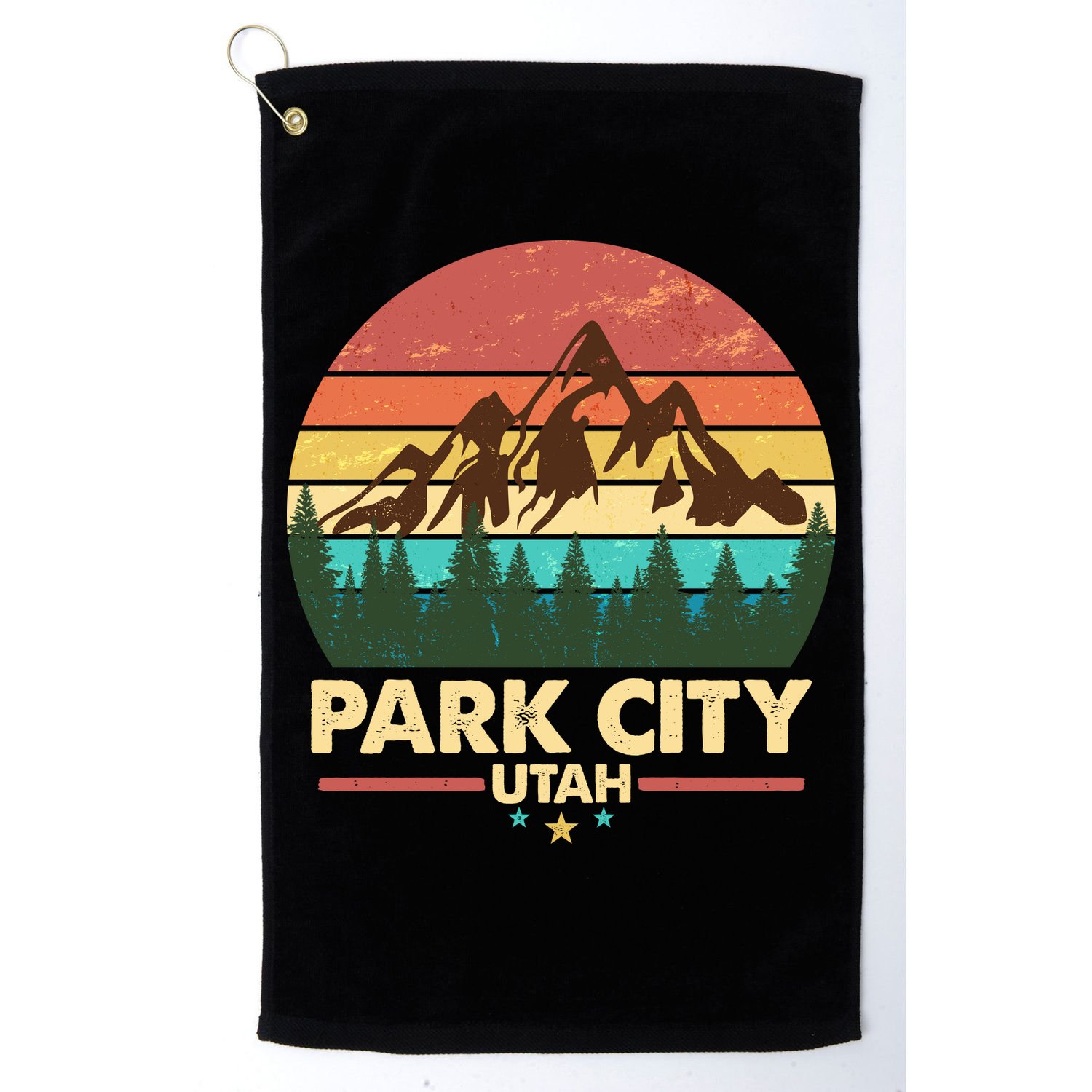Retro Park City Utah Mountain Golf Towel