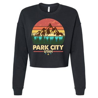 Retro Park City Utah Mountain Cropped Pullover Crew