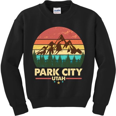 Retro Park City Utah Mountain Kids Sweatshirt