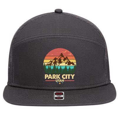 Retro Park City Utah Mountain 7 Panel Mesh Trucker Snapback Hat