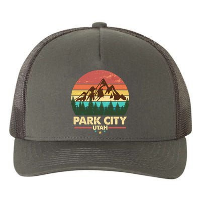 Retro Park City Utah Mountain Yupoong Adult 5-Panel Trucker Hat