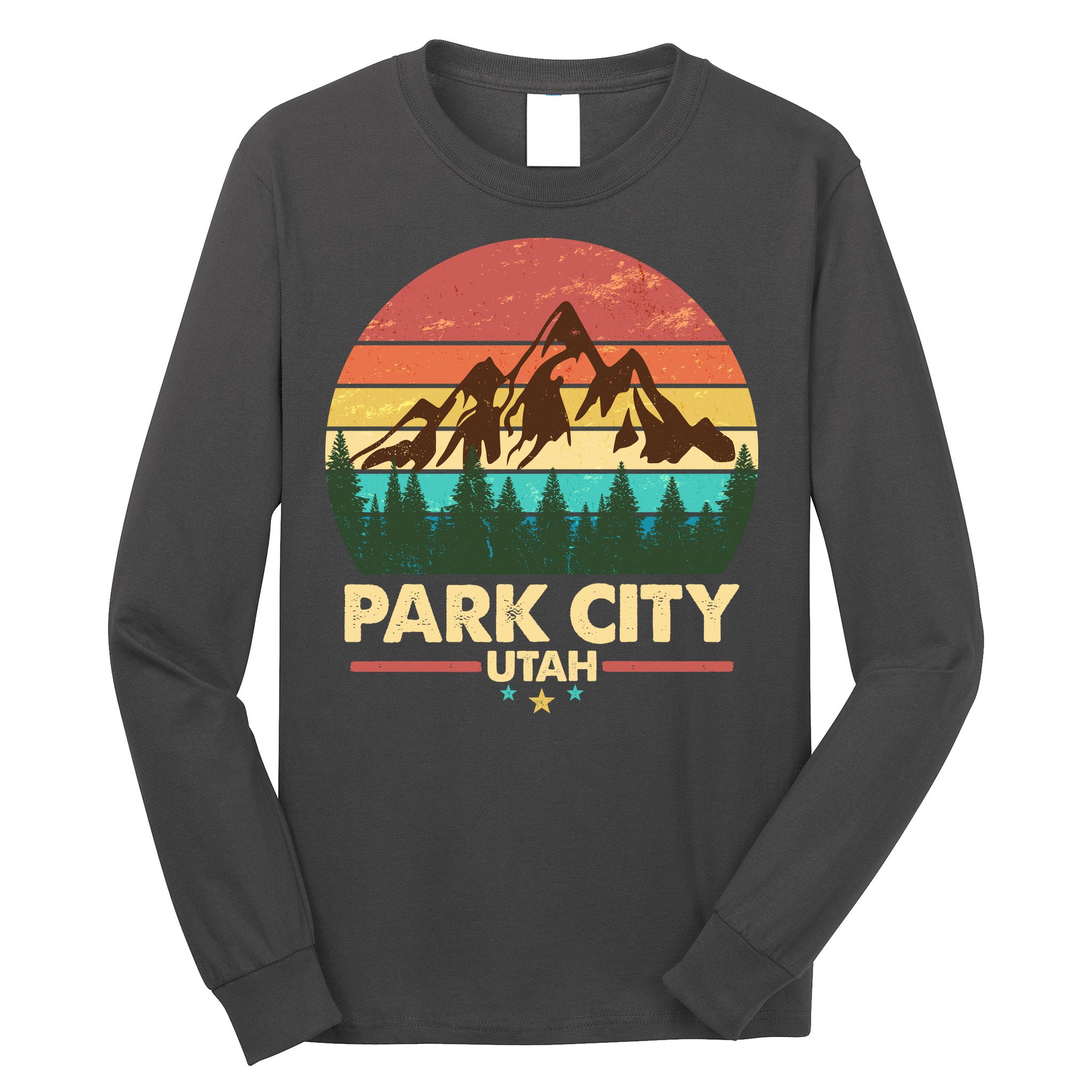 Retro Park City Utah Mountain Long Sleeve Shirt