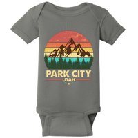 Retro Park City Utah Mountain Baby Bodysuit