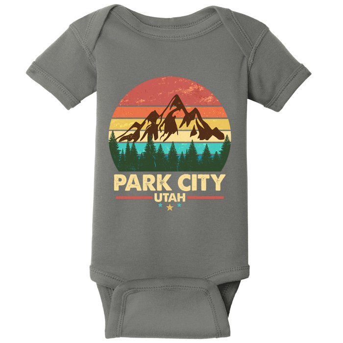 Retro Park City Utah Mountain Baby Bodysuit