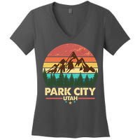 Retro Park City Utah Mountain Women's V-Neck T-Shirt