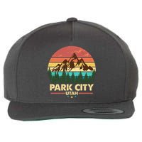 Retro Park City Utah Mountain Wool Snapback Cap