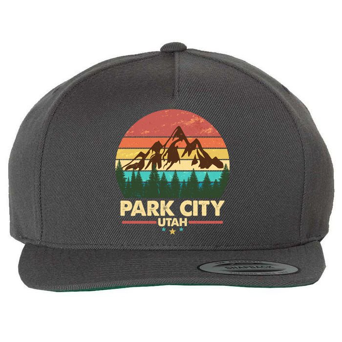 Retro Park City Utah Mountain Wool Snapback Cap