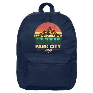 Retro Park City Utah Mountain 16 in Basic Backpack