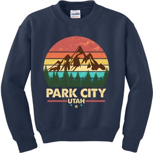 Retro Park City Utah Mountain Kids Sweatshirt