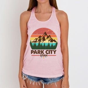 Retro Park City Utah Mountain Women's Knotted Racerback Tank