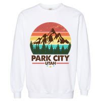 Retro Park City Utah Mountain Garment-Dyed Sweatshirt