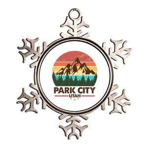 Retro Park City Utah Mountain Metallic Star Ornament