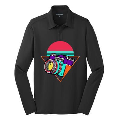 Retro Photography Cute Gift Vintage Camera Photographer Great Gift Silk Touch Performance Long Sleeve Polo