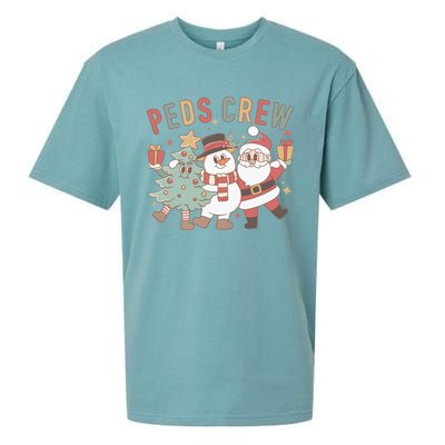 Retro Peds Crew Christmas Pediatric Nurse Nursing Group Cute Gift Sueded Cloud Jersey T-Shirt