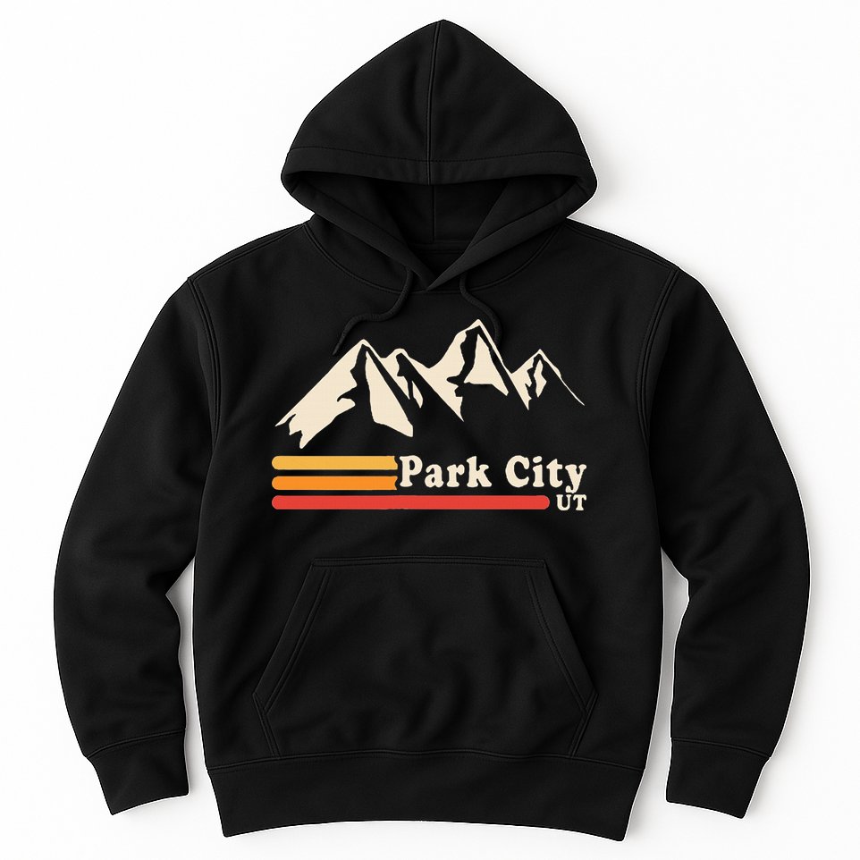 Retro Park City Utah Mountains Ski Hoodie