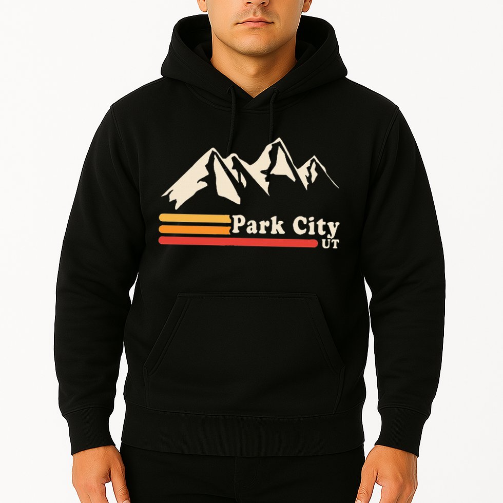 Retro Park City Utah Mountains Ski Hoodie