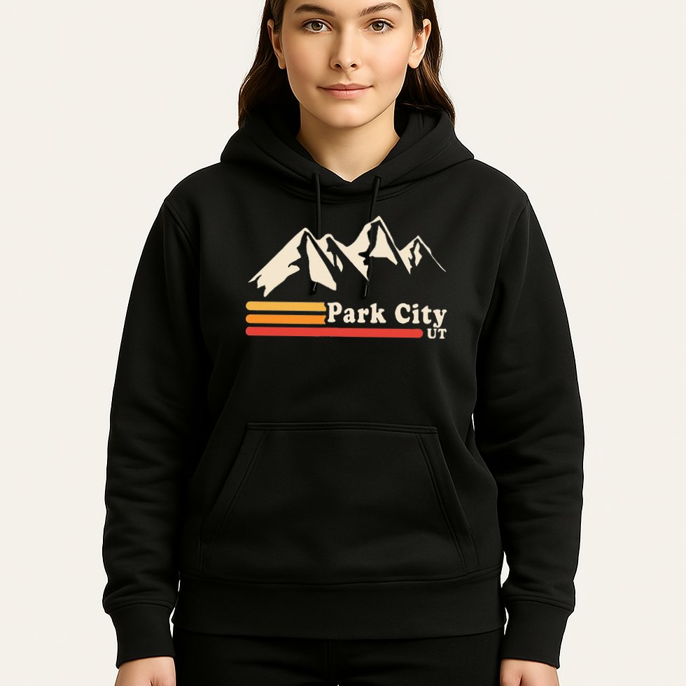 Retro Park City Utah Mountains Ski Hoodie