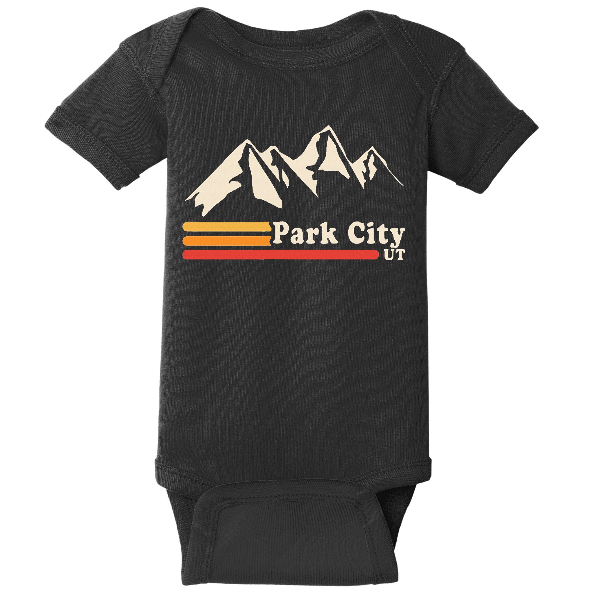 Retro Park City Utah Mountains Ski Baby Bodysuit