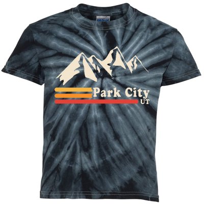 Retro Park City Utah Mountains Ski Kids Tie-Dye T-Shirt