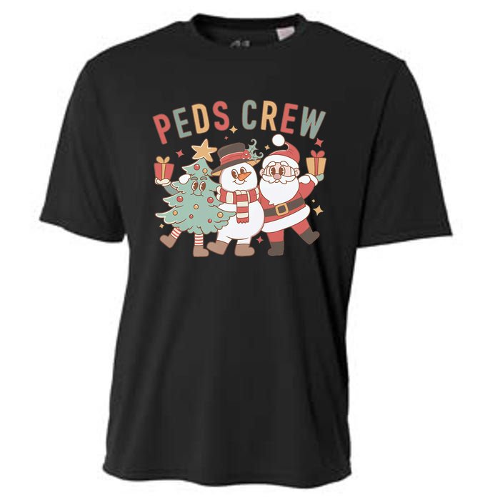 Retro Peds Crew Christmas Pediatric Nurse Nursing Group Cooling Performance Crew T-Shirt