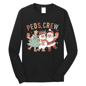 Retro Peds Crew Christmas Pediatric Nurse Nursing Group Long Sleeve Shirt