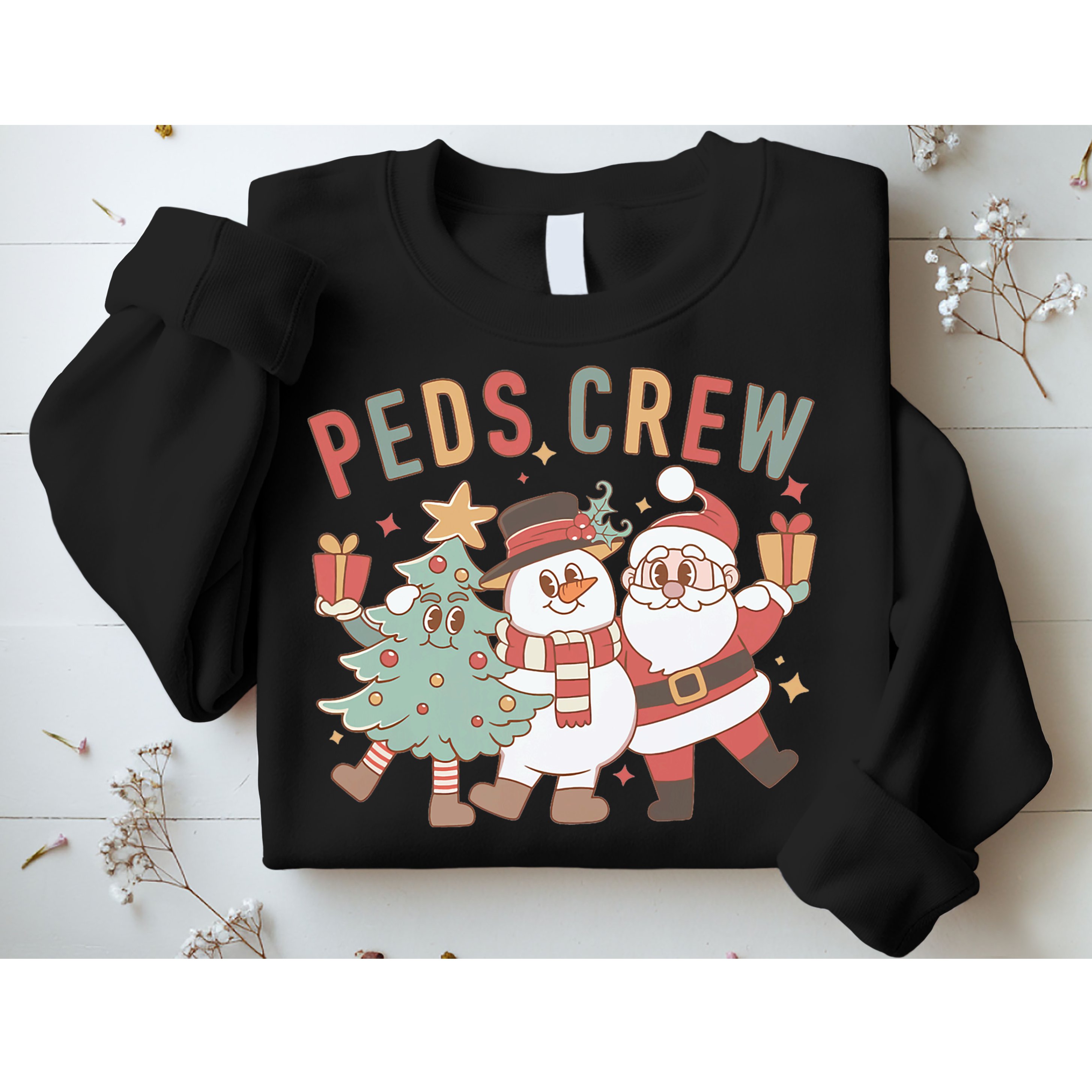 Retro Peds Crew Christmas Pediatric Nurse Nursing Group Sweatshirt