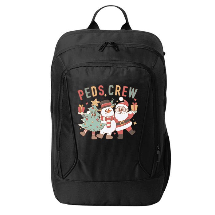 Retro Peds Crew Christmas Pediatric Nurse Nursing Group City Backpack
