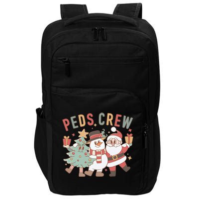 Retro Peds Crew Christmas Pediatric Nurse Nursing Group Impact Tech Backpack