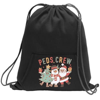 Retro Peds Crew Christmas Pediatric Nurse Nursing Group Sweatshirt Cinch Pack Bag