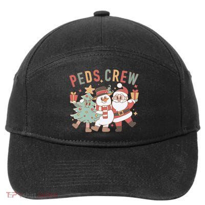 Retro Peds Crew Christmas Pediatric Nurse Nursing Group 7-Panel Snapback Hat