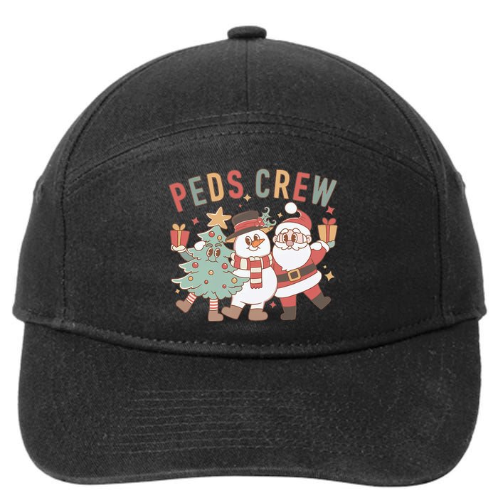 Retro Peds Crew Christmas Pediatric Nurse Nursing Group 7-Panel Snapback Hat