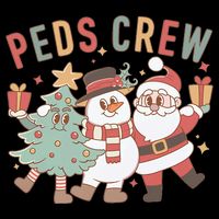 Retro Peds Crew Christmas Pediatric Nurse Nursing Group 7-Panel Snapback Hat
