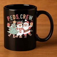 Retro Peds Crew Christmas Pediatric Nurse Nursing Group 11oz C Handle Ceramic Mug