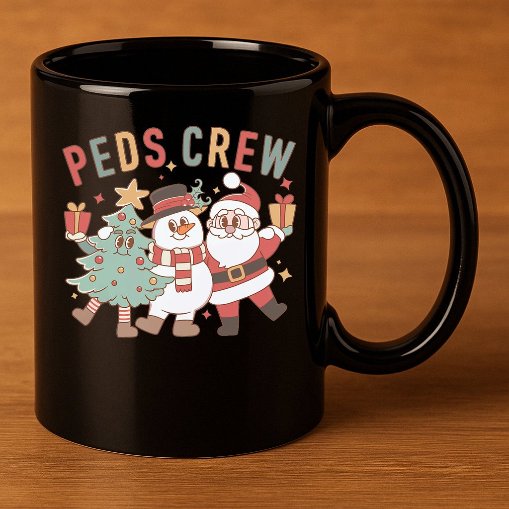 Retro Peds Crew Christmas Pediatric Nurse Nursing Group 11oz C Handle Ceramic Mug