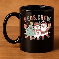 Retro Peds Crew Christmas Pediatric Nurse Nursing Group 11oz C Handle Ceramic Mug