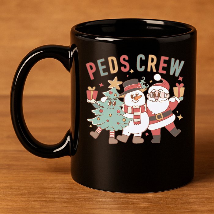 Retro Peds Crew Christmas Pediatric Nurse Nursing Group 11oz C Handle Ceramic Mug