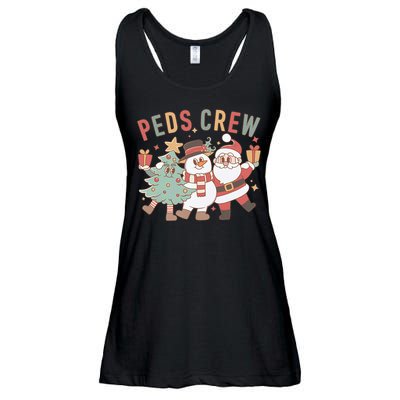 Retro Peds Crew Christmas Pediatric Nurse Nursing Group Ladies Essential Flowy Tank