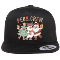 Retro Peds Crew Christmas Pediatric Nurse Nursing Group Flat Bill Trucker Hat