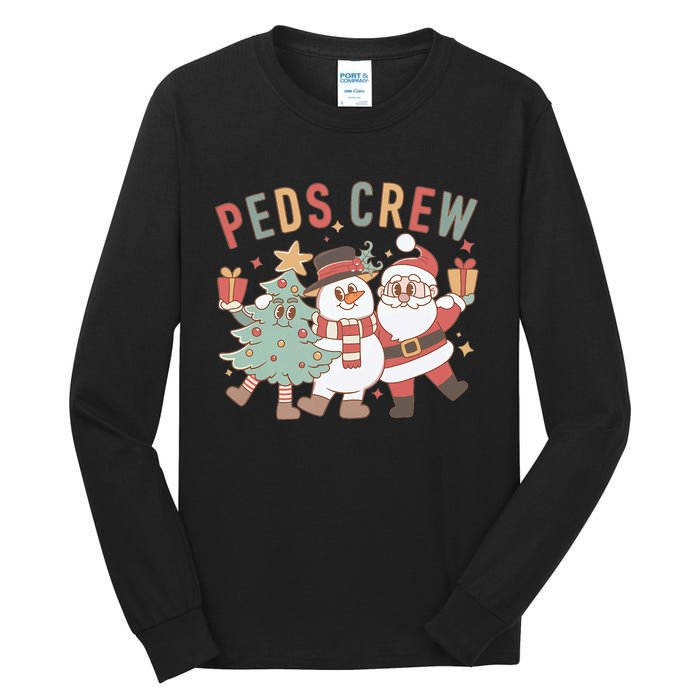 Retro Peds Crew Christmas Pediatric Nurse Nursing Group Tall Long Sleeve T-Shirt