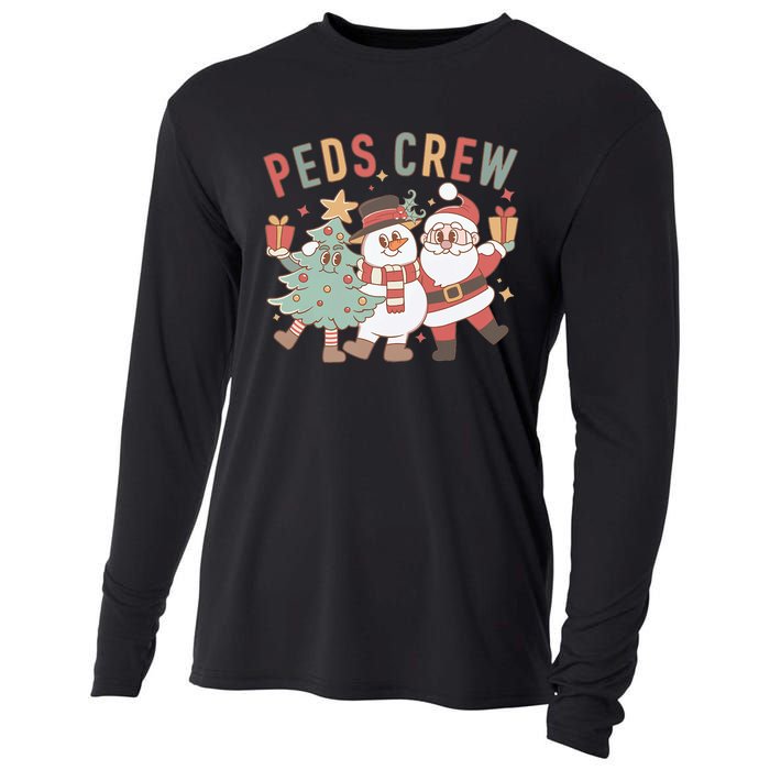 Retro Peds Crew Christmas Pediatric Nurse Nursing Group Cooling Performance Long Sleeve Crew