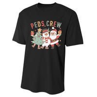 Retro Peds Crew Christmas Pediatric Nurse Nursing Group Performance Sprint T-Shirt