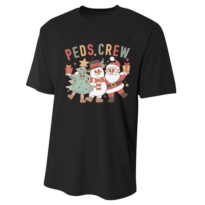 Retro Peds Crew Christmas Pediatric Nurse Nursing Group Performance Sprint T-Shirt