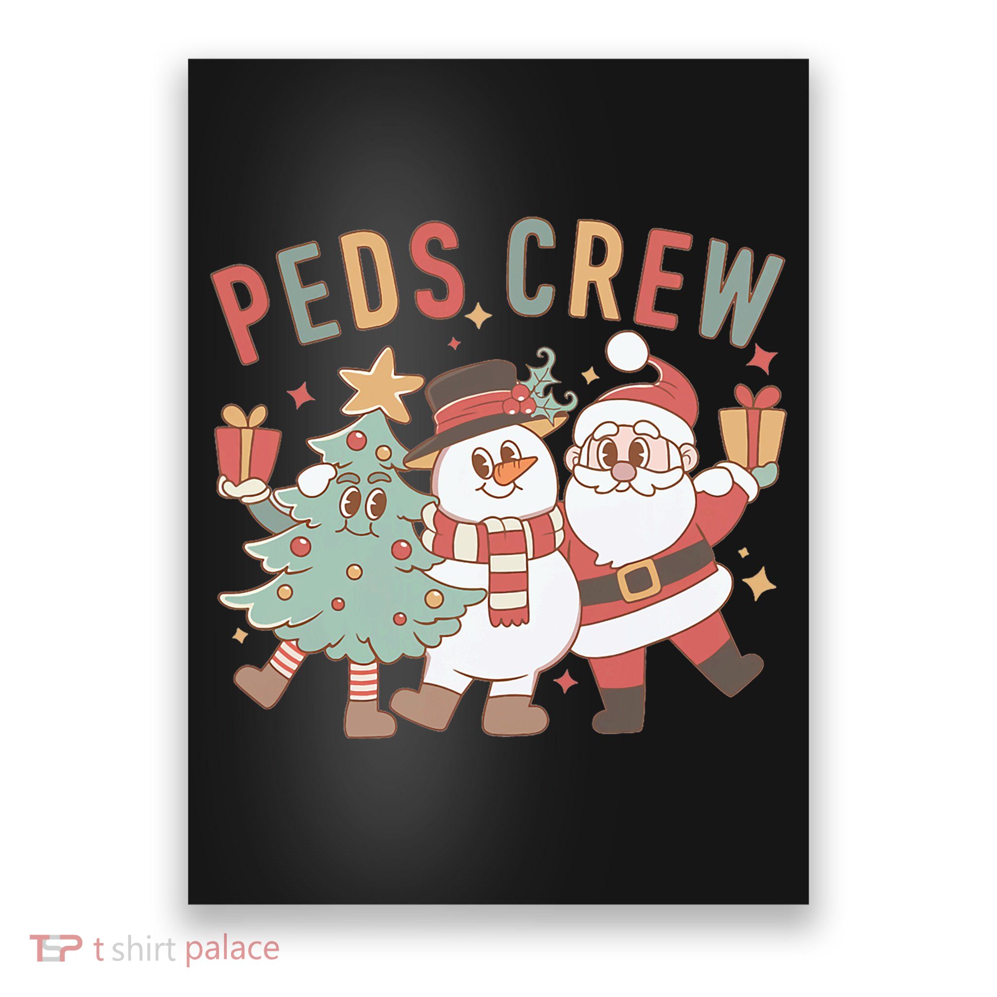 Retro Peds Crew Christmas Pediatric Nurse Nursing Group Poster
