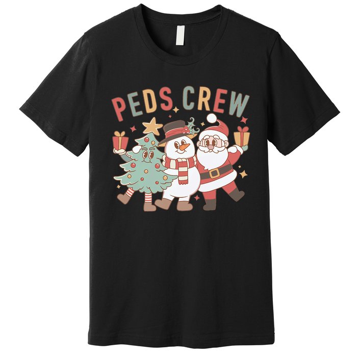 Retro Peds Crew Christmas Pediatric Nurse Nursing Group Premium T-Shirt