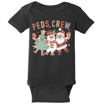 Retro Peds Crew Christmas Pediatric Nurse Nursing Group Baby Bodysuit